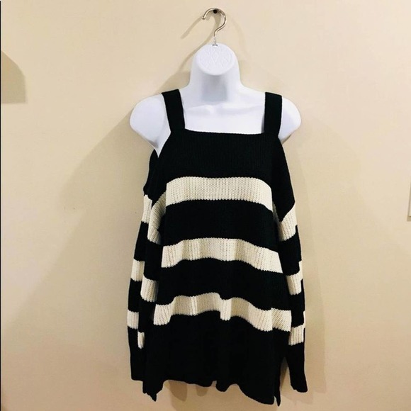 Sanctuary Off The Shoulder Sweater Striped Large - Picture 2 of 13